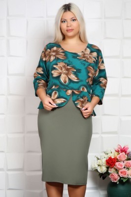 Rochie cu peplum Ares Olive - 60Marimea foto