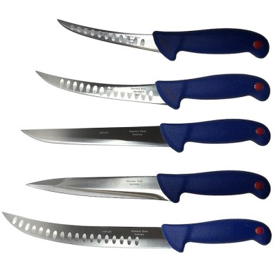 Pachet profesional pentru macelarie, dezosat, injunghiat, transat, filetat, 5 cutite foto