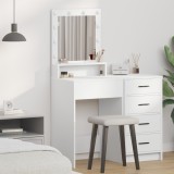 vidaXL Masă de toaletă cu lumini LED, alb, 50x41x135 cm