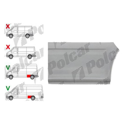 Segment reparatie aripa spate Ford Transit (V184/5), 05.2000-04.2006, Transit/Tourneo (V347/8), 05.2006-04.2013, partea Stanga, inferior; in fara car foto