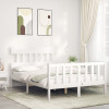 VidaXL Cadru de pat cu tăblie, alb, 120x200 cm, lemn masiv