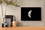 Tablou Canvas, "Luna misterioasă pe cerul de noapte", Lună, Lumină, Umbre, Univers, Mister, Tăcere, Frumusețe, Cer, Pustietate, Claritate, 39 x 26 cm,
