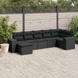 Cumpara ieftin Set canapele de grădină cu perne, 7 piese, negru, poliratan