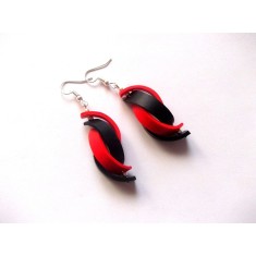 cercei fimo rosu si negru 42444
