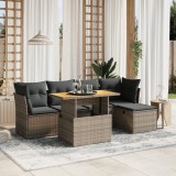 VidaXL Set mobilier grădină cu perne, 6 piese, gri, poliratan