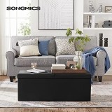 Cumpara ieftin Bancuta hol cufar cu depozitare, Songmics, Negru, 110x38x38 cm
