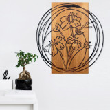 Decoratiune de perete, Orchid, lemn/metal, 55 x 57.5 cm, negru/maro, Enzo