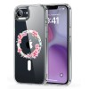 Husa pentru iphone 16e, atasare magnetica, magsafe, pink wreath 3, clear
