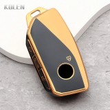 Husa Cheie Auto BMW Seria G (G07, G09, G70, G81) - Negru-Auriu, Material TPU Moale