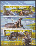 DB1 Fauna Africana Guineea Bissau Hipopotami MS MNH, Nestampilat