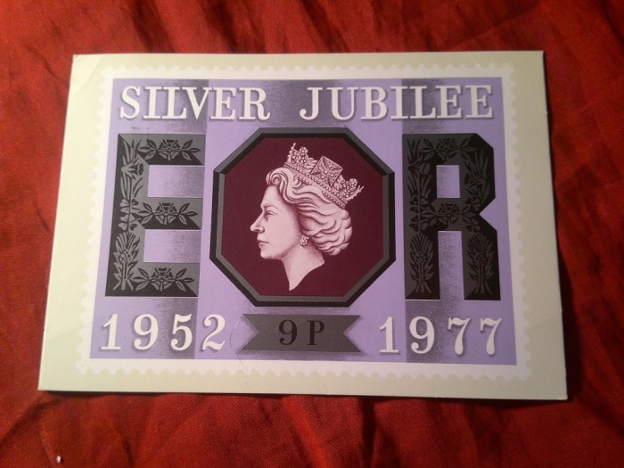 Maxima 1977 Marea Britanie - Jubileul de argint al Reginei Elisabeta II cu 2 timbre cu stampila speciala pe verso