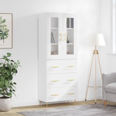 vidaXL Dulap inalt, alb extralucios, 69,5x34x180 cm, lemn compozit foto