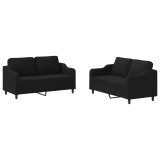 Cumpara ieftin Set de canapele cu perne, 2 piese, negru, textil