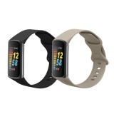 Set 2 Curele Kwmobile pentru Fitbit Charge 6/Charge 5, Negru/Gri, Silicon, KWM0000254H001C
