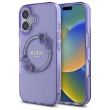 Husa pentru iPhone 16 - Guess IML Flowers Wreath MagSafe (GUHMP16SHFWFCU) - Purple