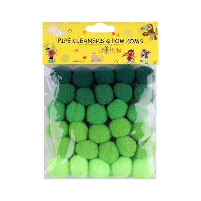 Set 30 pompoane pentru activitati Crisalida, diametru 20 mm, Verde foto