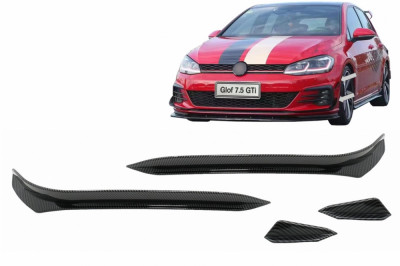 Ornamente bara fata flapsuri compatibil cu VW Golf 7.5 GTI 5G Hatchback (2017-2020) Carbon Look FBFOBG75GTI foto