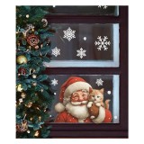 Cumpara ieftin Sticker/Autocolant Craciun pentru geam sau Perete - Mos Craciun cu Pisica - 11x28cm - 980893