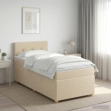 Cumpara ieftin Pat boxspring cu saltea cu benzi LED Crem 80 x 200 cm Tesatura