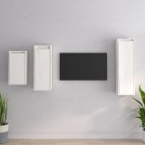 Comode TV, alb, 3 buc., lemn masiv de pin