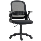 HOMCOM Scaun de birou mesh respirabil, scaun ergonomic pivotant cu cotiere rabatabile și suport lombar, Negru | Aosom Romania