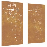 Cumpara ieftin Decor perete gradina 2 buc. 105x55 cm design flori otel Corten