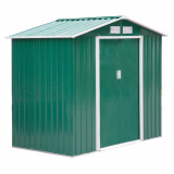 Outsunny Magazie de Grădină pentru Unelte din Tablă de Oțel cu Uși Culisante, 213x130x185 cm, Verde | Aosom Romania