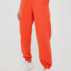 P.E Nation pantaloni de trening din bumbac femei, culoarea portocaliu, neted