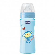 Chicco Well-Being Silicone Baby Bottle PP Fast Flux Blue 4m+ 330ml foto