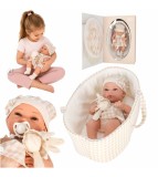 Papusa Bebelus 38 cm cu Marsupiu Iepuras Suzeta si Accesorii Bej