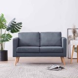 VidaXL Canapea cu 2 locuri, material textil, gri &icirc;nchis 242220
