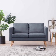 vidaXL Canapea cu 2 locuri, material textil, gri &icirc;nchis