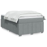 VidaXL Pat box spring cu saltea, gri deschis, 120x190 cm, textil