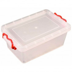 Cutie Alimente STERK, 16L, 44x27x20 cm, Dreptunghiulara cu Capac si Manere, Plastic Transparent, Cutii din Plastic Depozitare Alimente, Cutie Alimenta