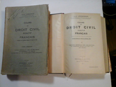 COURS DE DROIT CIVIL POSITIF FRANCAIS ( 2 VOL ) - LOUIS JOSSERAND foto