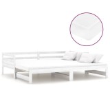Cumpara ieftin Pat extensibil de zi, 2x(90x200) cm, alb, lemn masiv de pin