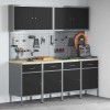 Set dulap lucru &amp; panou c&acirc;rlige, 10 piese, negru, MDF &amp; metal