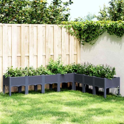 Gossi jardiniera de gradina cu picioare, albastru gri, 200x160x42 cm, pp foto