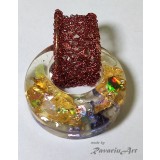 B152. Pandantiv Handmade cu rasina Epoxidica si fir crosetat, Nunta, Arta