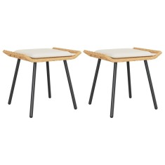 vidaXL Scaun de grădină cu pernă 2 pcs Natură 50 x 40 x 45cm Oțel 4108266