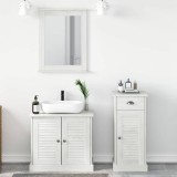 Cumpara ieftin Set de mobilier pentru baie 3 buc. Alb Antic Lemn de pin masiv