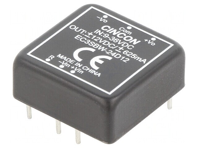 Convertor DC/DC 15W 9-36V la 12V/-12V THT EC3SBW-24D12