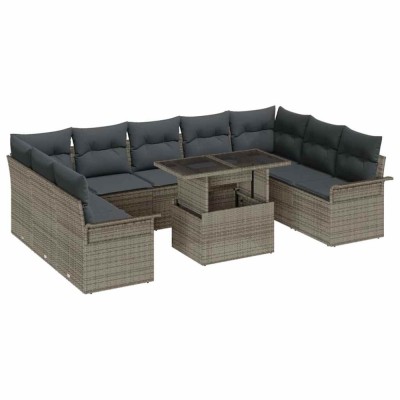 vidaXL Set de canapele pentru grădină 10 pcs Gri 100 x 55 x 73 cm 3357082 foto