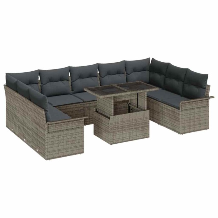 vidaXL Set de canapele pentru grădină 10 pcs Gri 100 x 55 x 73 cm 3357082