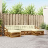 vidaXL Seturi de canapele 6 pcs Natural și Crem Lemn Solid de Acacia 3373915