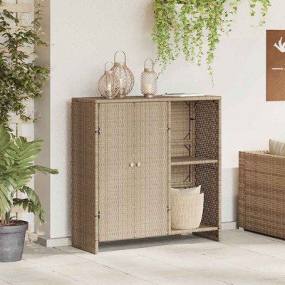 vidaXL Dulap de depozitare cu depozitare Bej 100 x 36 x 102 cm Ratan 4103824 foto