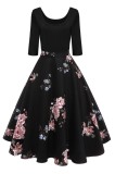 Fustă de damă anii 50 Rockabilly, rochie de toamnă, rochie de petrecere, m&acirc;necă 3/4, Culoare 4, Mărime 46, 3XL