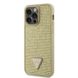 Cumpara ieftin Husa Guess Rhinestones Triangle Metal Logo pentru iPhone 14 Pro Max Gold