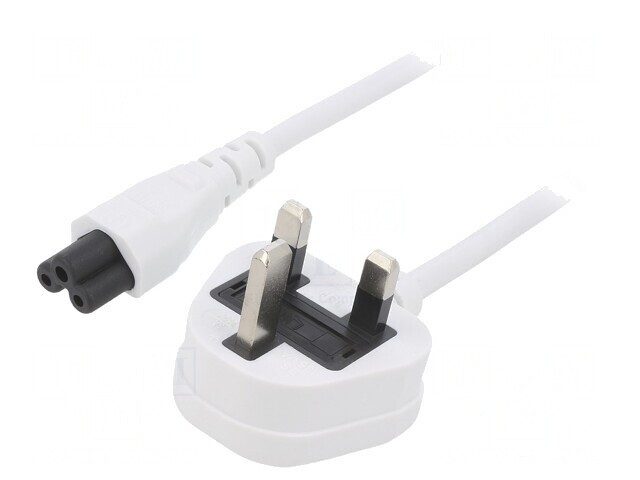 Cablu Alb 5m 3x0,75mm2 BS 1363 la IEC C5 PVC 3A