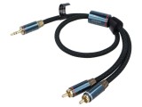 Cablu audio Jack 3,5mm mufă, RCA mufă x2 0,5m - negru aurit